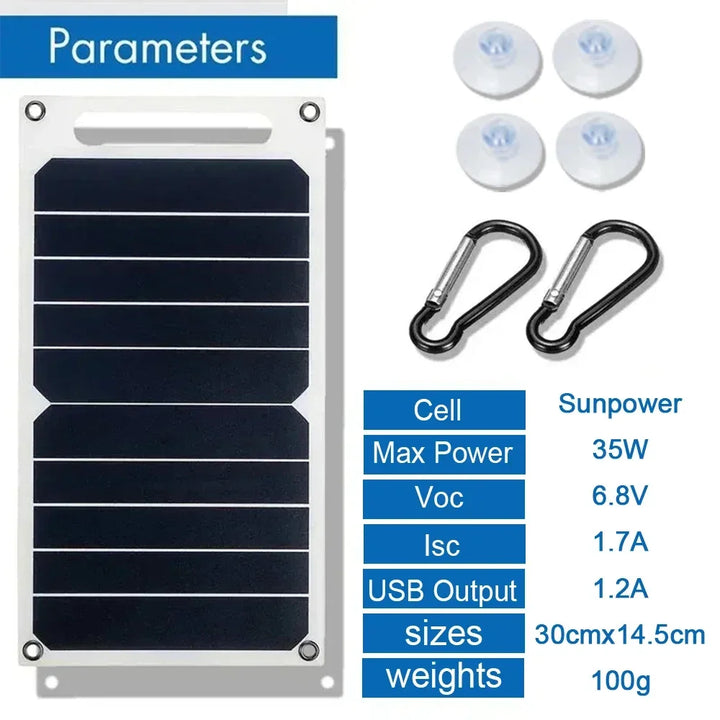 35W SunPower Portable Solar Panel – 5V USB Solar Charger with Safe Stabilized Output for Phones, Power Banks, Outdoor Camping, Home, RV, and Travel – Lightweight & Foldable – Ideal Gift-4