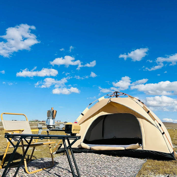 3–4 Person Outdoor Quick-Opening Camping Tent Fully Automatic Ivory-1