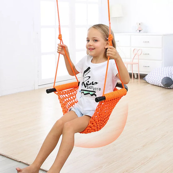 U-Shape Children's Swing - Indoor & Outdoor Hanging Chair | Adjustable Height & 360° Protection-1