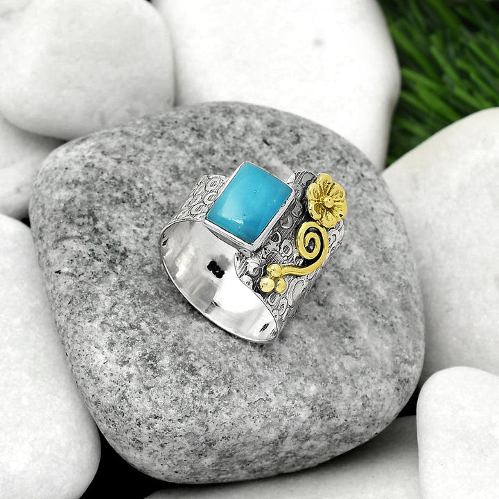 Two Tone - Natural Smithsonite Ring size-8 R-1681 SDR161327 DESIRE GEM