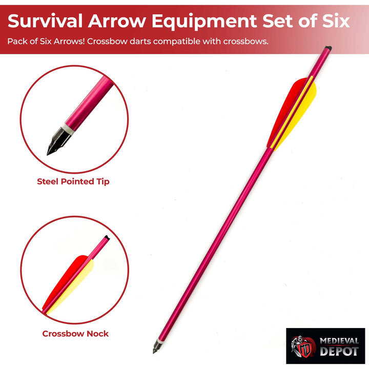 Survival Arrow Equipment Aluminum Red 16 Inch Set of Six-2