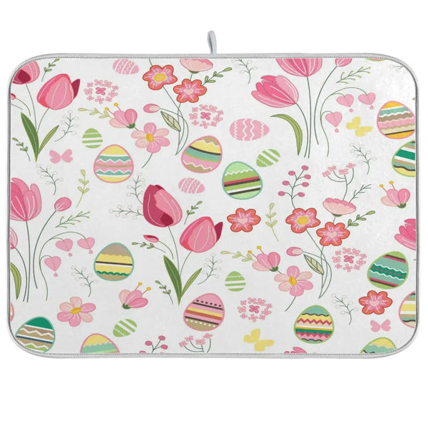 ALAZA Spring Eggs Flowers Easter Decorations Dish Drying Mat for Kitchen Ccounter Absorbent Microfiber Small Drying Pad Dish mats for Kitchen Countertops 16 x 18 Inch My Store