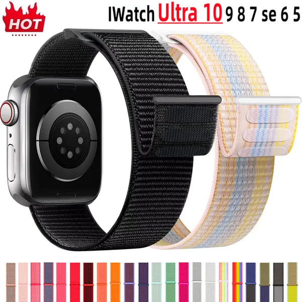 Nylon Loop Strap for Apple Watch Band 46mm 40mm 44mm 45mm 42mm 41mm 38mm Smart Belt Bracelet for IWatch Ultra 49mm 8/7/6/SE/5/4 Dropshipman