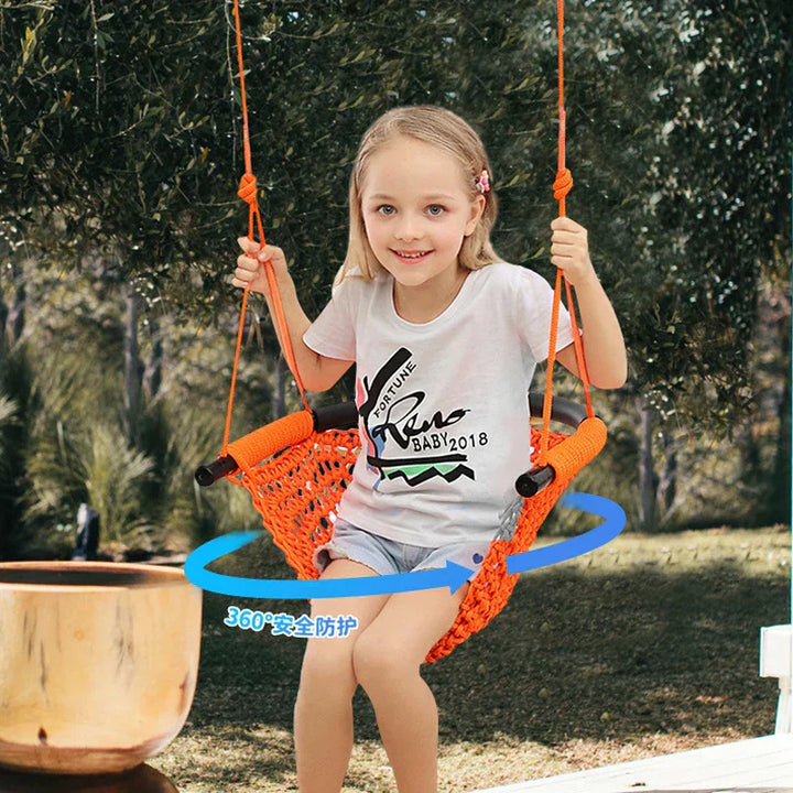 U-Shape Children's Swing - Indoor & Outdoor Hanging Chair | Adjustable Height & 360° Protection-4