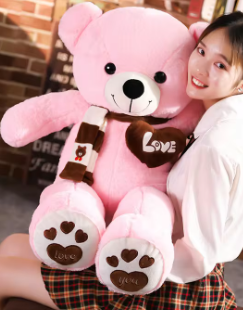 Huge 100cm Giant Pink Teddy Bear Soft Plush Cotton Scarf Bear Toy Doll Stuffed-2