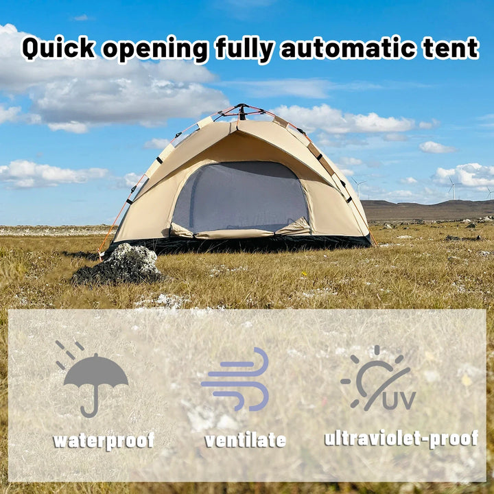 3–4 Person Outdoor Quick-Opening Camping Tent Fully Automatic Ivory-4