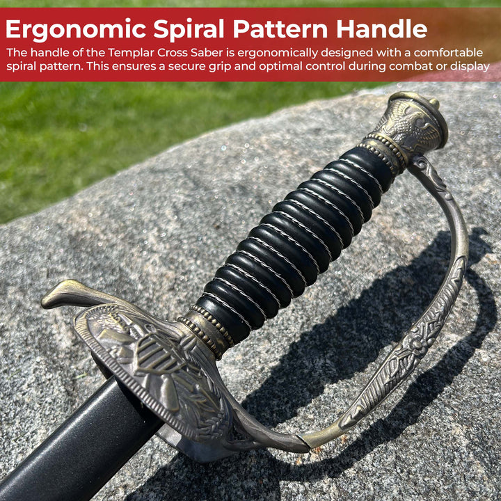 Templar Cross Saber with Decorative Brass Fittings-4
