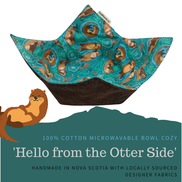 100% Cotton Microwavable Bowl Cozy - Hello From the Otter Side-0