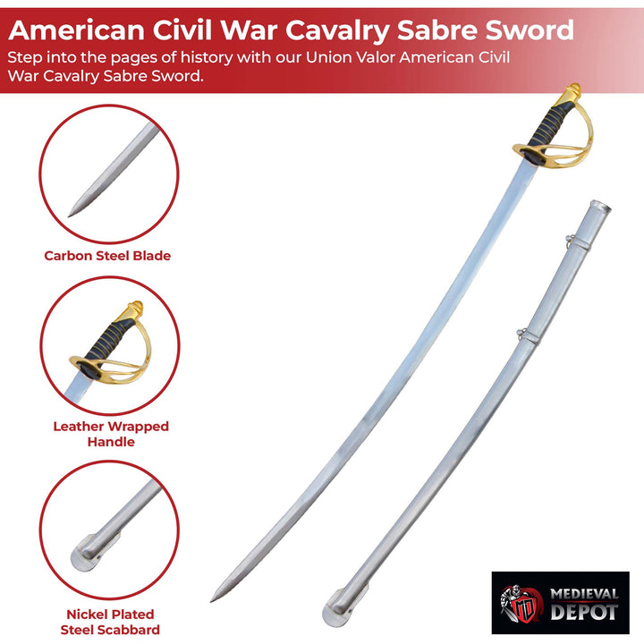 Union Valor American Civil War Cavalry Sabre Sword-2