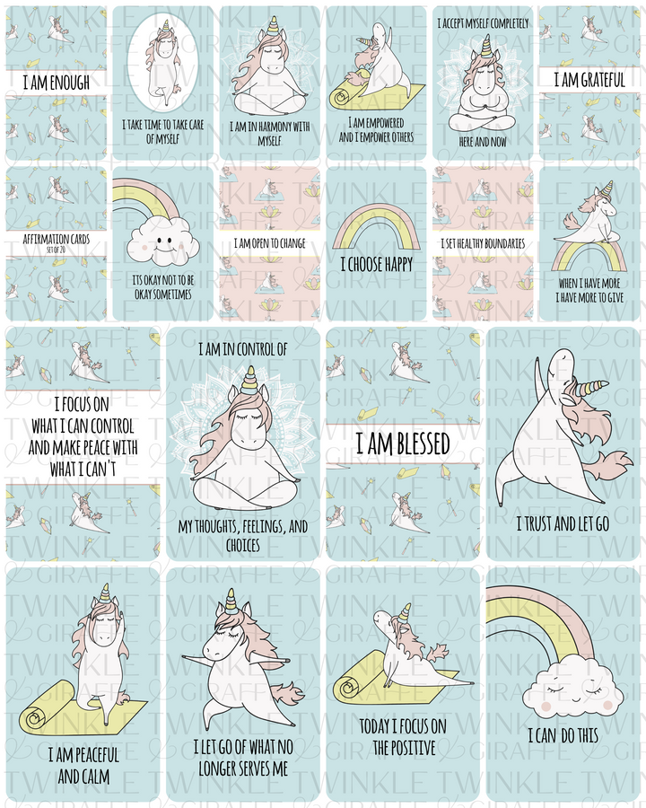Yoga Unicorn Affirmation Cards - Set of 20-2