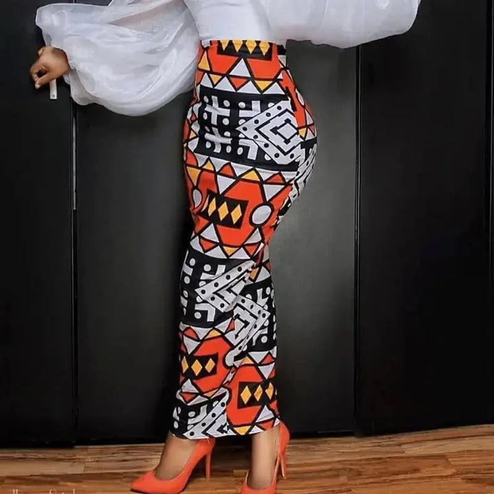 High Waist Large Size Slim Geometric Print Skirt My Store