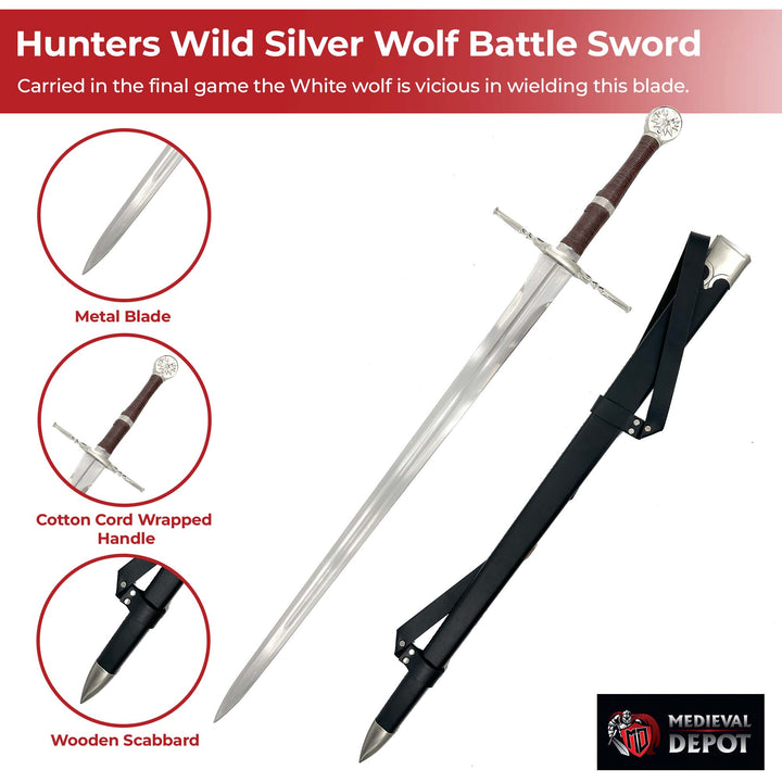 Witcher - Hunters Wild Silver Wolf Battle Sword-2