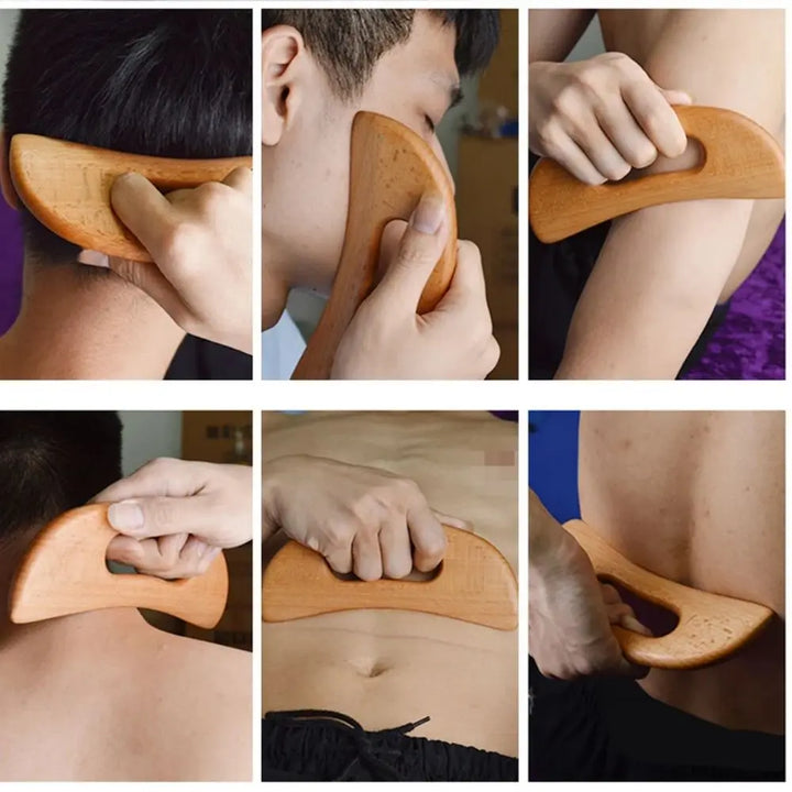 2pcs Wooden Gua Sha Scraping Massage Tool Beech Wood Natural-2