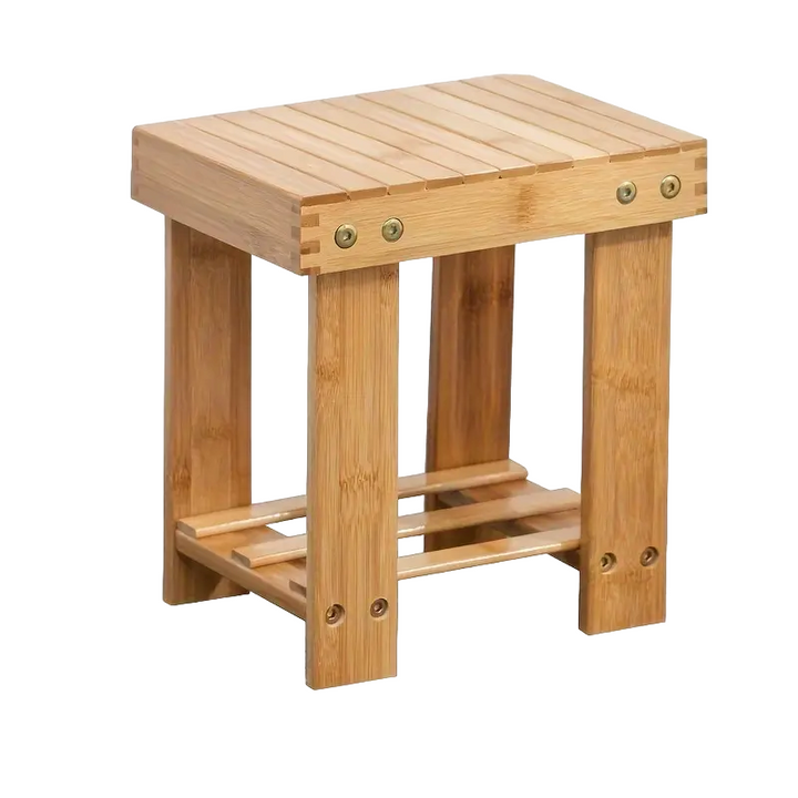 Bamboo Children's Small Stool - Square Shape, 25cm High-0