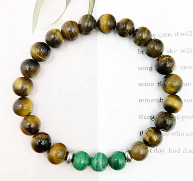 Natural Malachite Tiger Eye Beaded Bracelet My Store