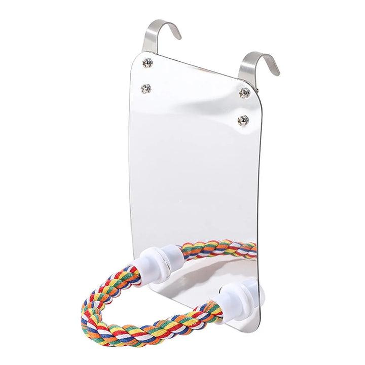 Acrylic Bird Mirror Toy: Enhance Your Parrot's Playtime! Dog Hugs Cat
