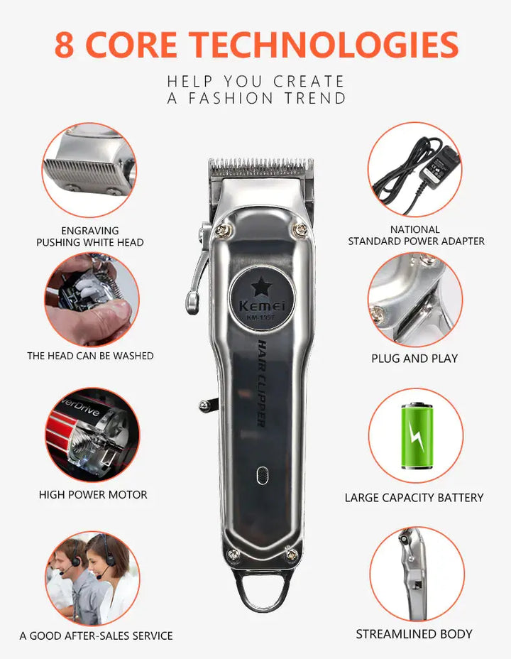 Kemei Rechargeable Electric Hair Clipper for Men My Store