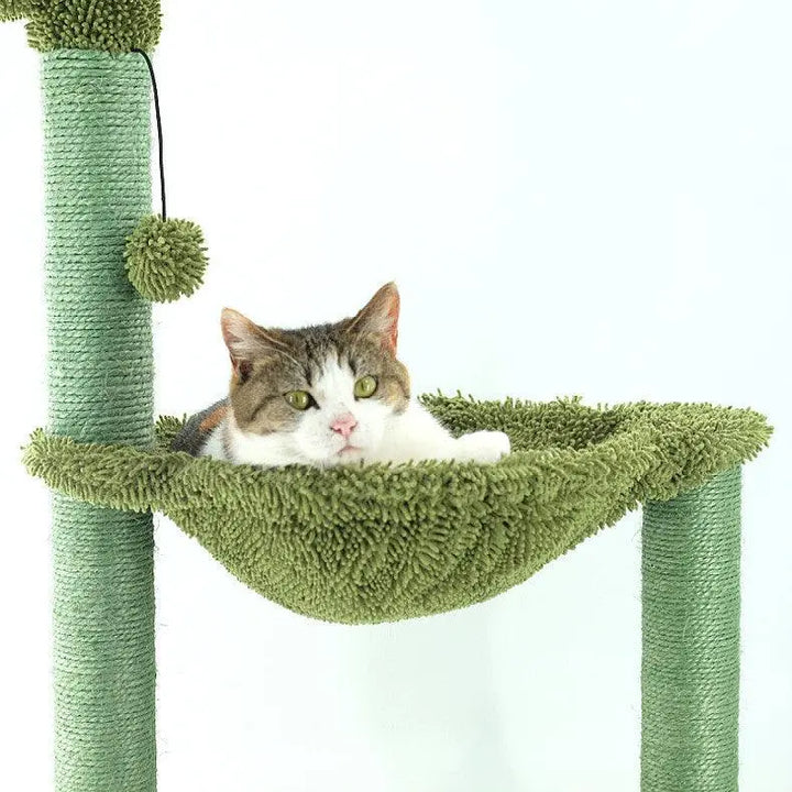 Sleek Sisal Cat Tree With Cozy Hammock - Ultimate Cat Climbing Frame Dog Hugs Cat