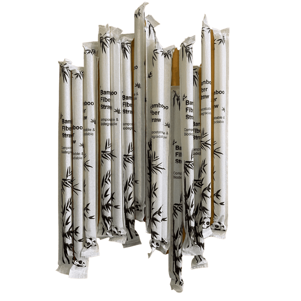Big Biodegradable Bamboo Straw , Individually Wrapped Paper (12mm x 23cm), - Eco-Friendly - 2000/Case-0