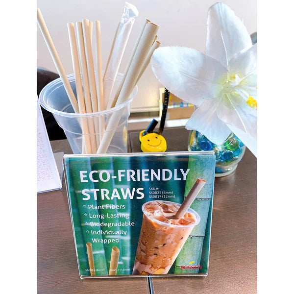 Big Biodegradable Bamboo Straw , Individually Wrapped Paper (12mm x 23cm), - Eco-Friendly - 2000/Case-3