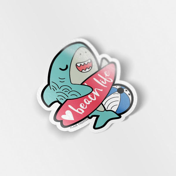 Beach Life Shark Vinyl Sticker-0