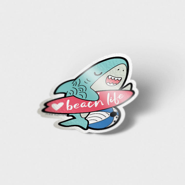 Beach Life Shark Vinyl Sticker-1