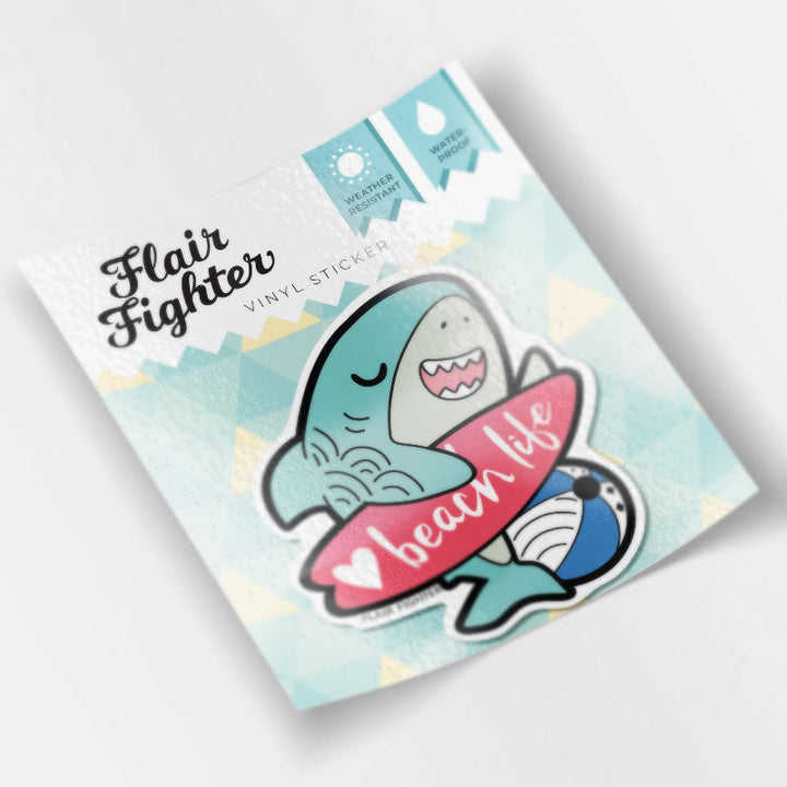Beach Life Shark Vinyl Sticker-3