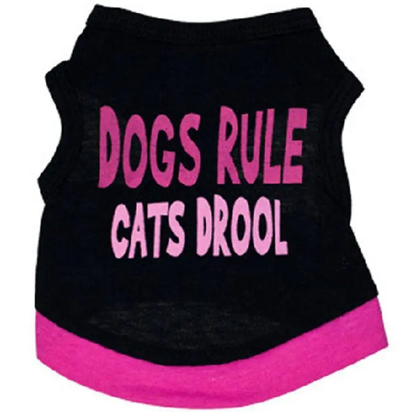 Black Printed Pink Letter Cotton Dog Vest Dog Hugs Cat