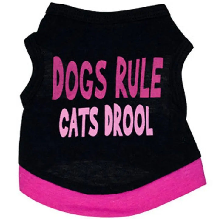 Black Printed Pink Letter Cotton Dog Vest Dog Hugs Cat