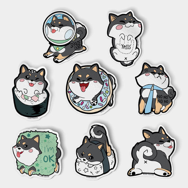 Black & Tan Shiba Inu Vinyl Stickers FULL SET [8 PCS]-0