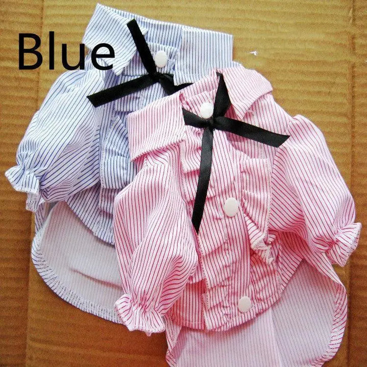 Bow Tie Bubble Sleeve Pet Shirt - Stylish British-Inspired Pet Clothing For Dog Lovers-1
