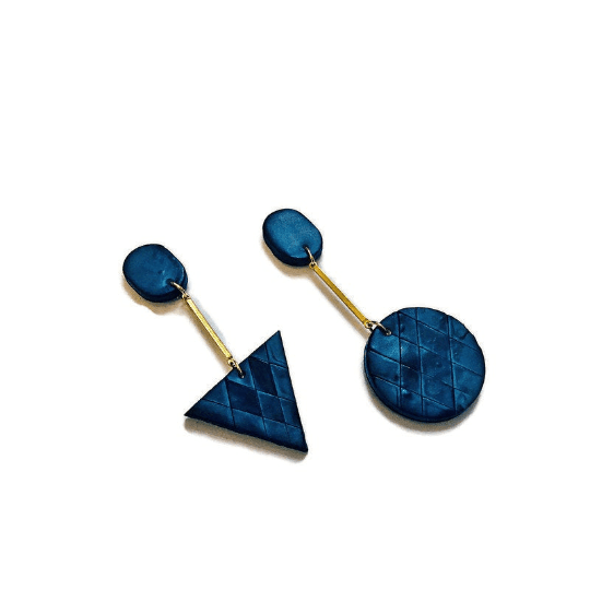 Brown Fall Earrings, Long Geometric Drop Dangles with Brass Bar-5