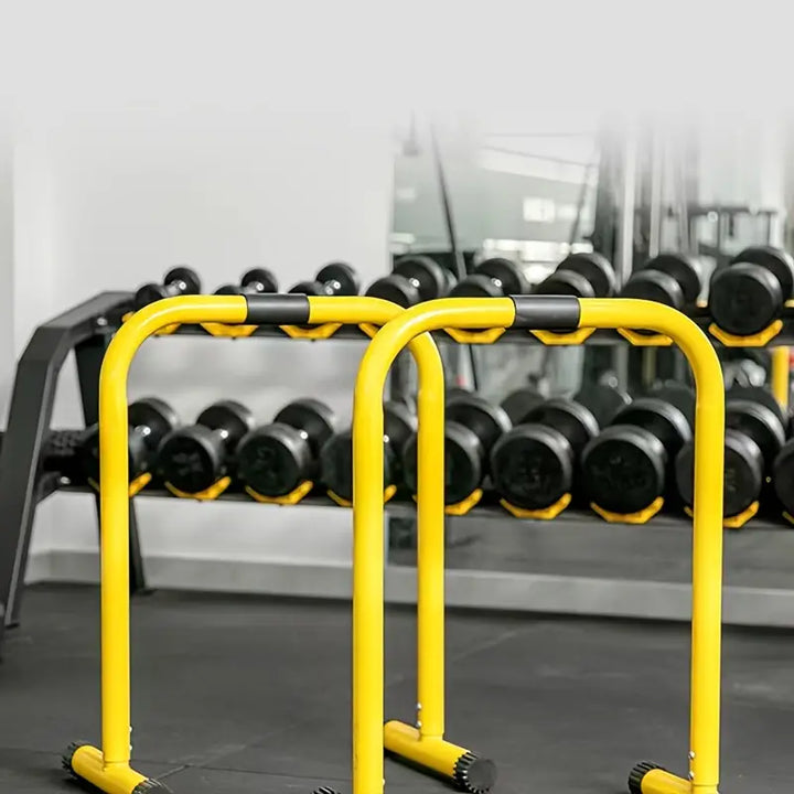 1 Pair Multifunctional Height Adjustable Parallel Bars - Yellow-3