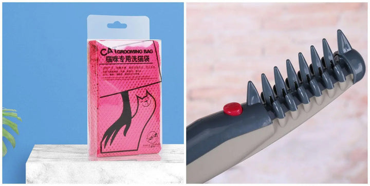 Cat Grooming Essentials Set: Ultimate Cat Bathing Kit With Anti-Scratch Cat Bag And Pet Nail Clipper Dog Hugs Cat