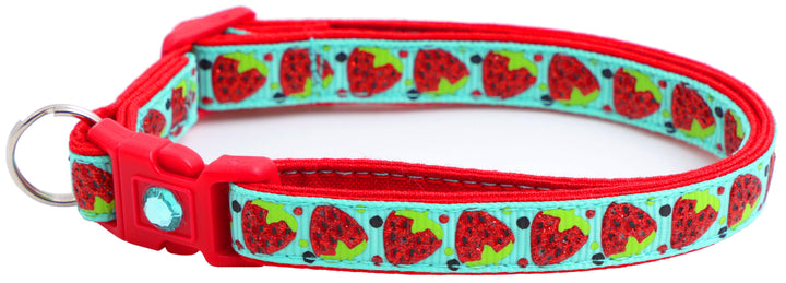 Strawberries Breakaway Cat Collar Pugs2Persians
