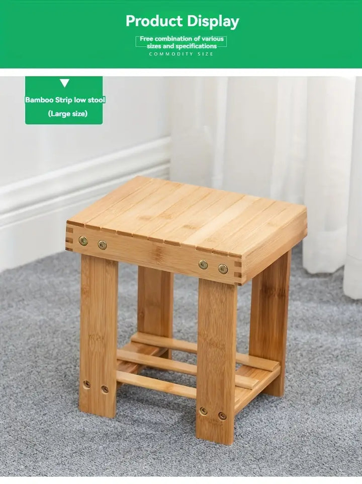Bamboo Children's Small Stool - Square Shape, 25cm High-4