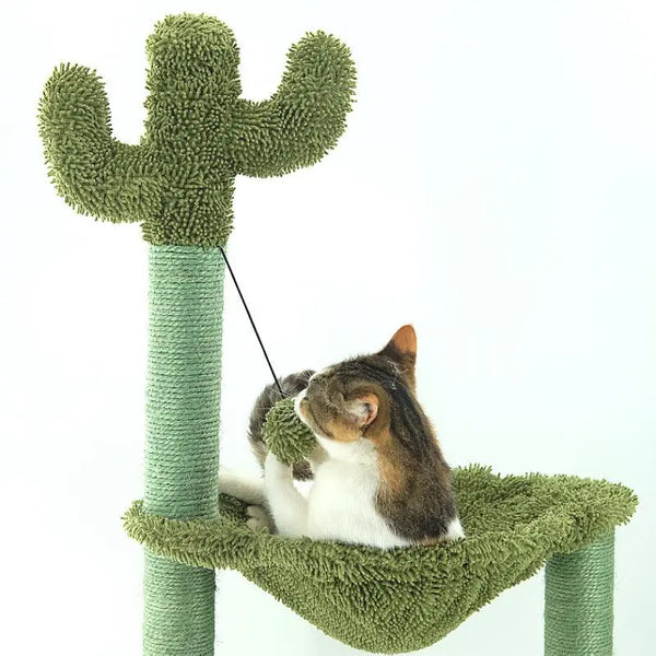 Sleek Sisal Cat Tree With Cozy Hammock - Ultimate Cat Climbing Frame Dog Hugs Cat