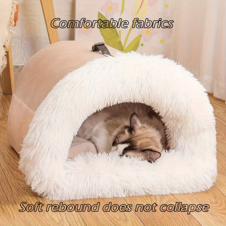Warm Plush Cat Nest Bed for Winter Comfort-1