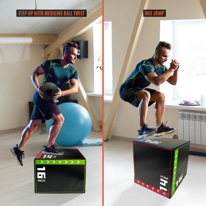 Versatile 3-in-1 Jump Box & Fitness Step(Black)-2