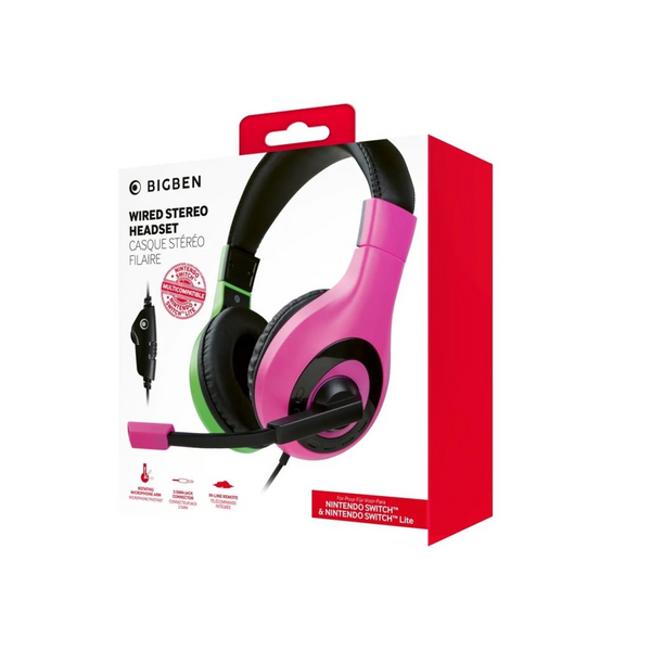 BIGBEN SWITCH Sluchátka ke konzoli V.1 PINK-GREEN (SWITCHHEADSETV1P+G)-0