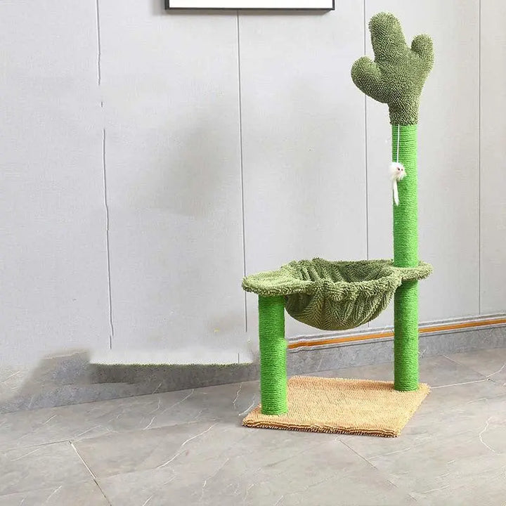 Sleek Sisal Cat Tree With Cozy Hammock - Ultimate Cat Climbing Frame Dog Hugs Cat