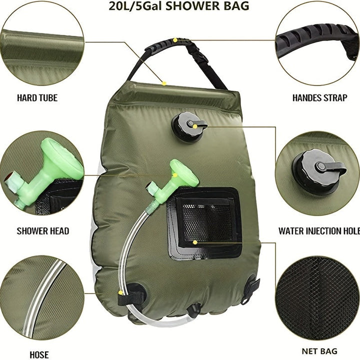 Solar Camping Shower Bag with Hose & Head-3
