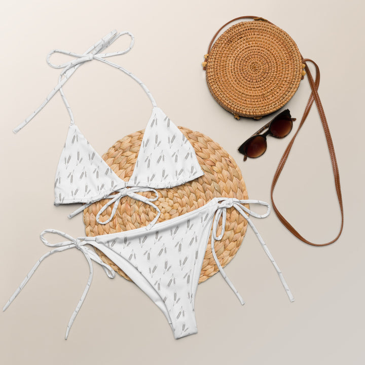 Grano Pattern Print String Bikini - White Ergot