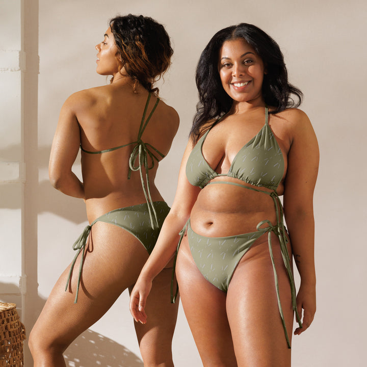 Grano Pattern Print String Bikini - Amber Gold-4