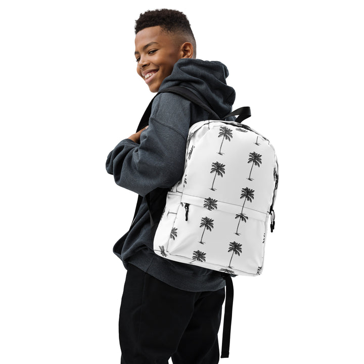 Coco Palm Print Backpack - White-5