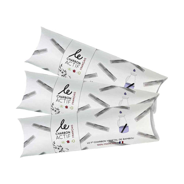 X3 Charbons de bambou 100% français filtre à eau-0