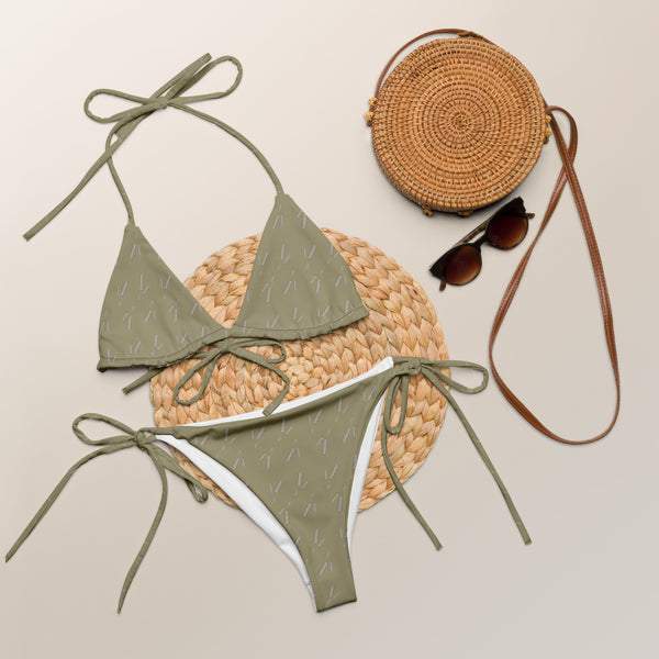 Grano Pattern Print String Bikini - Amber Gold-0