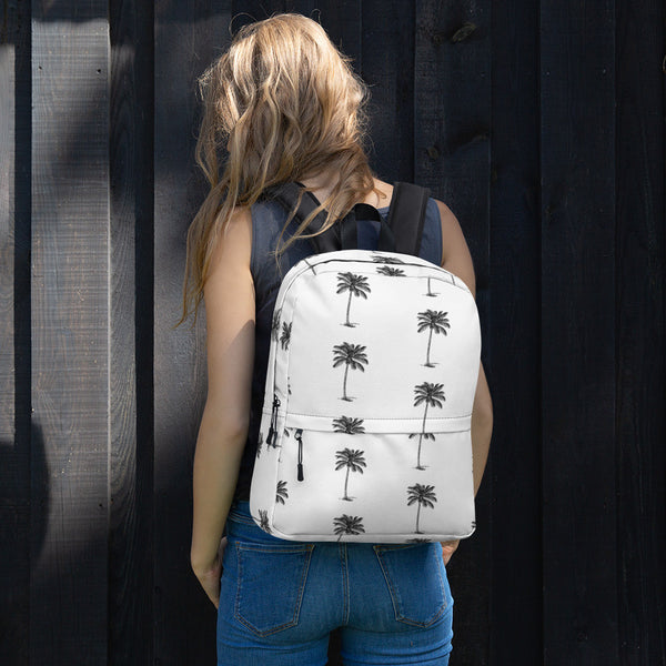 Coco Palm Print Backpack - White-0