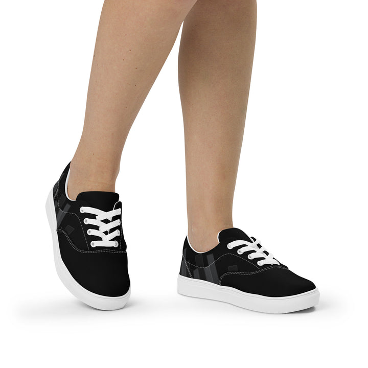 Vizzi - Women's Lace-Up Canvas Shoes - 02 Black-2
