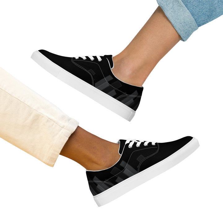 Vizzi - Women's Lace-Up Canvas Shoes - 02 Black-1